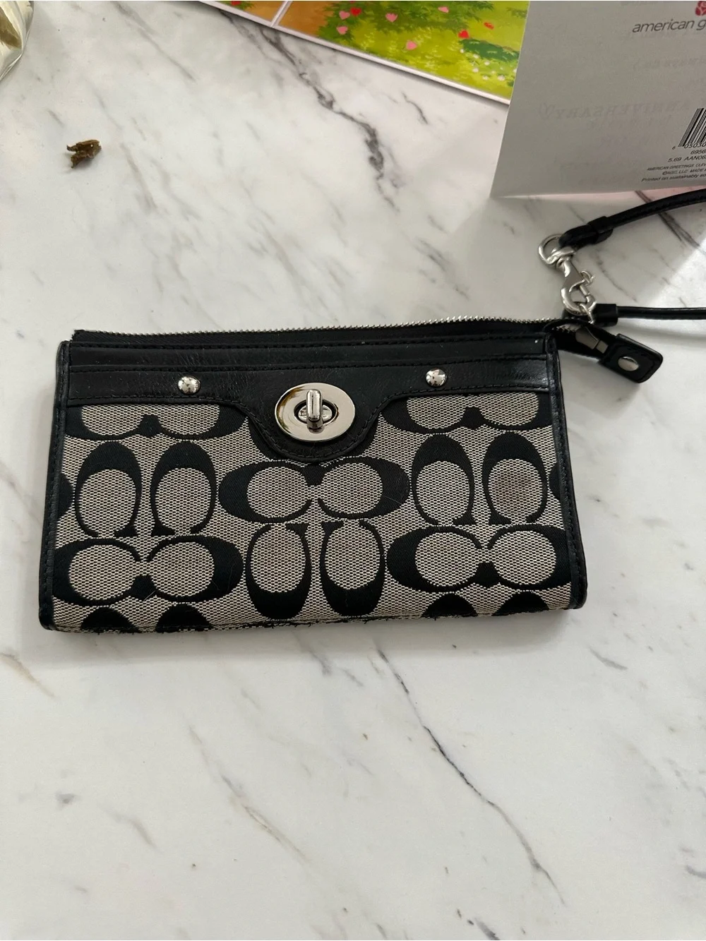 Coach Penelope Zippy Turnlock Signature Wristlet Wallet